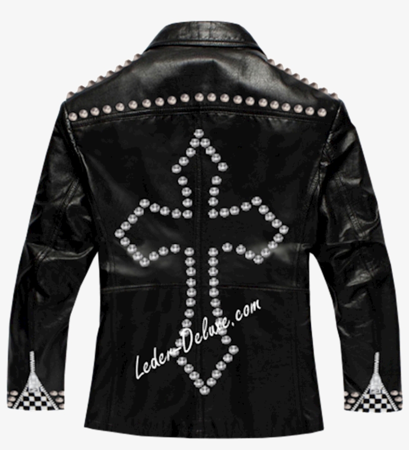 Men's Leather Goth Jacket With Stud Rivets Tj74 - Blouson En Cuire Clouter Hommes, transparent png