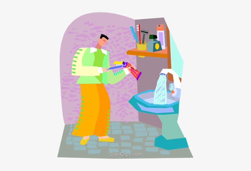 Man Brushing Teeth Royalty Free Vector Clip Art Illustration - Tooth, transparent png