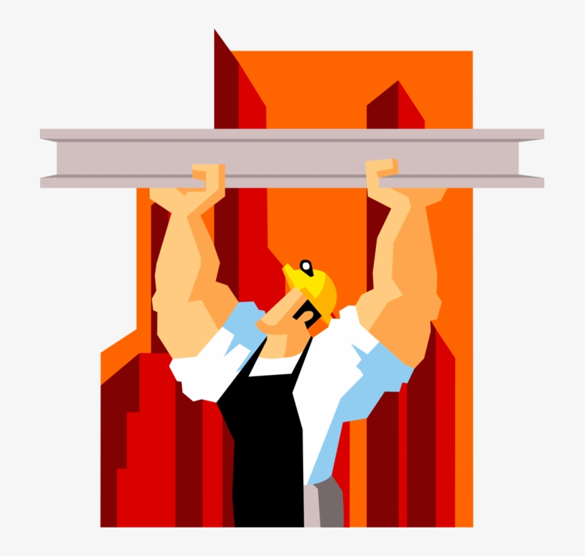 Vector Illustration Of Powerful Construction Worker - Under Construction, transparent png