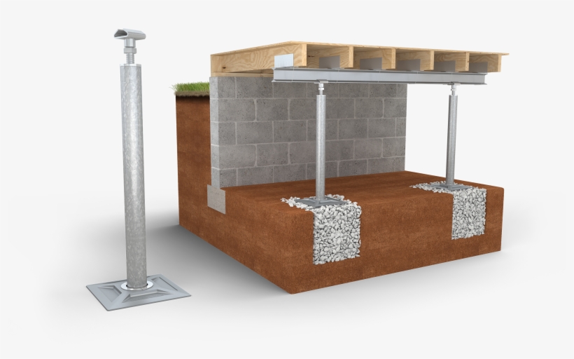 Steel Columns Are Secured To The Beams Or Joists In - Crawl Space Steel Beams, transparent png