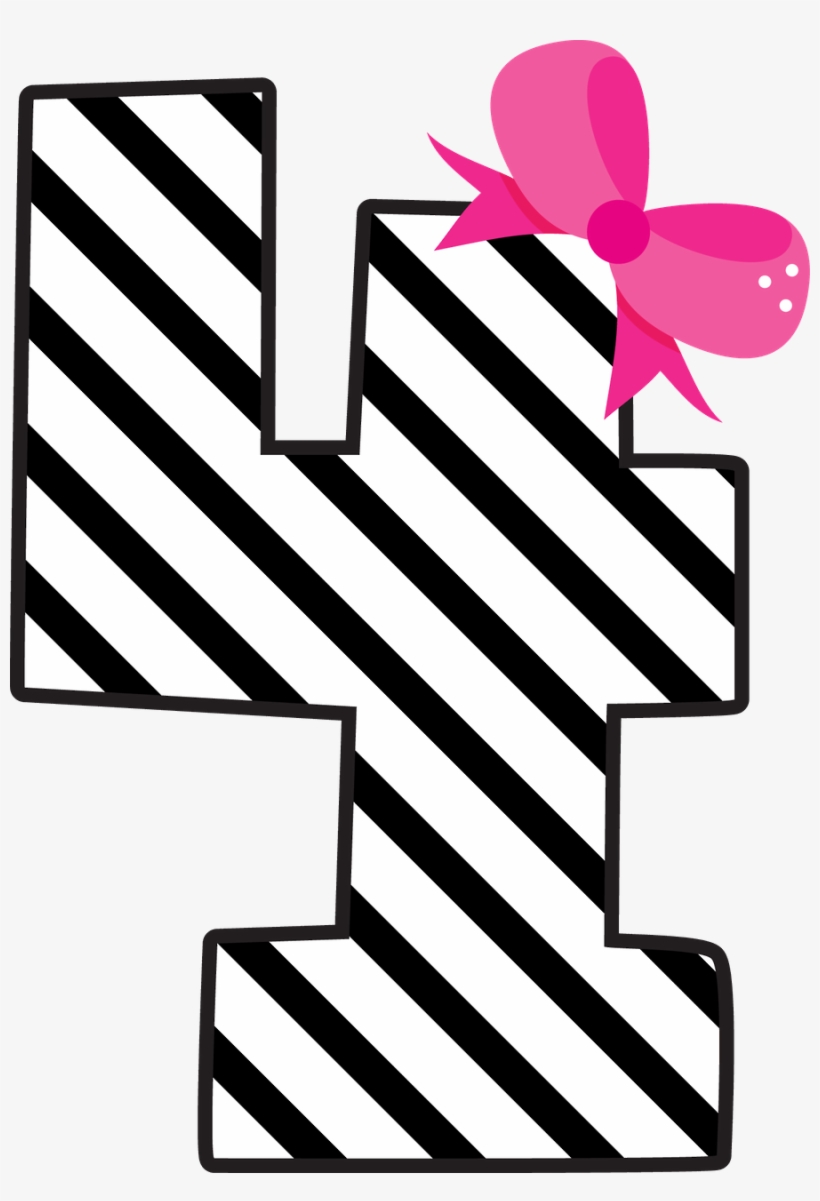 Números Con Diferentes Texturas Y Moño O Lazo Rosa - 4a Clipart, transparent png