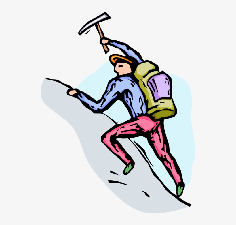 Vector Illustration Of Mountain Climber Climbs Rock - Climbing, transparent png