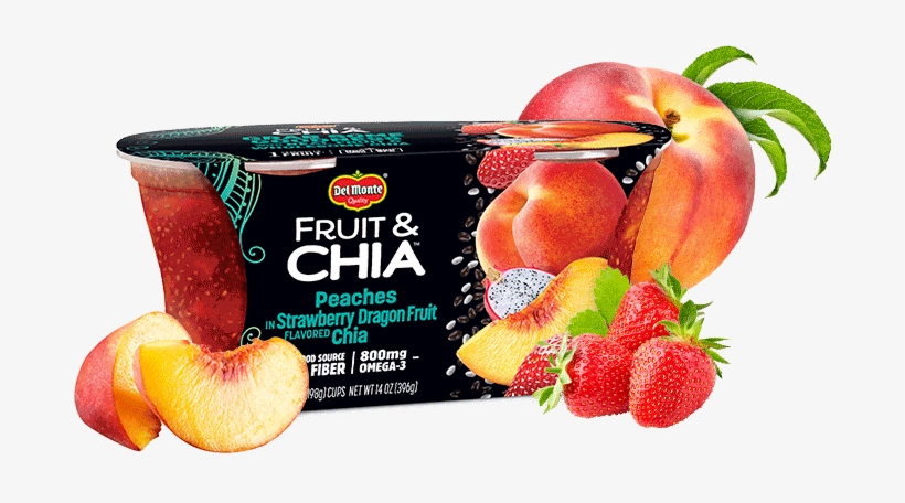 Fruit & Chia™ Peaches In Strawberry Dragon Fruit Flavored - Del Monte Fruit & Chia, 14 Oz, transparent png
