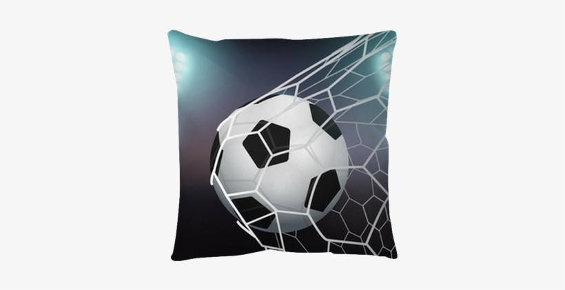 Vector Soccer Ball In The Goal Net On Stadium With - Ball, transparent png