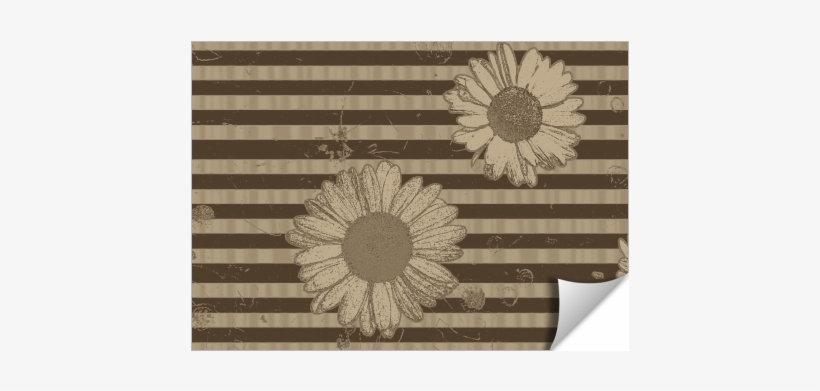 Beige Daisies On Striped Background - Door Mats, transparent png