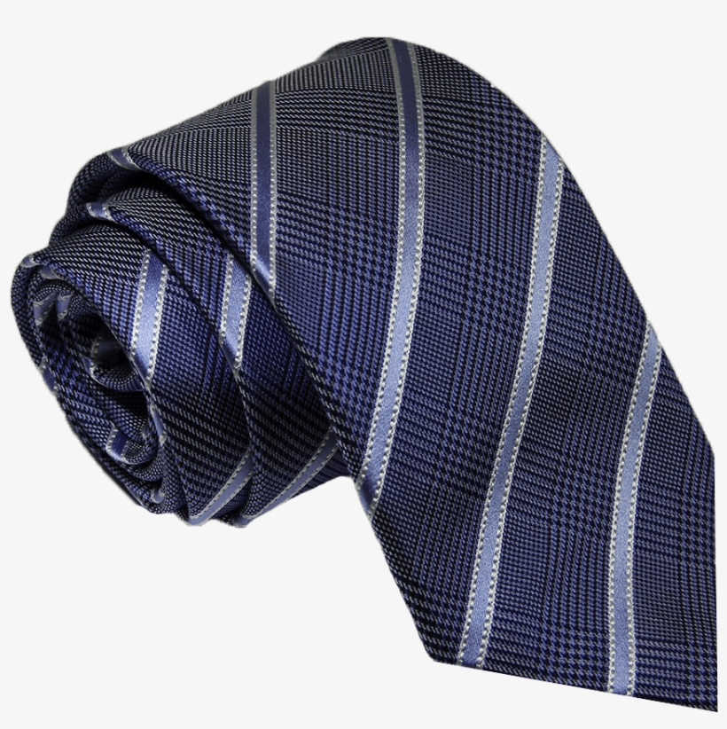 Blue Striped Silk Tie With Houndstooth Background - Paisley, transparent png