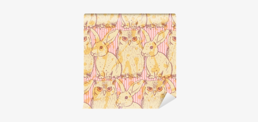 Sketch Rabbit And Owl, Vector Vintage Seamless Pattern - Motif, transparent png