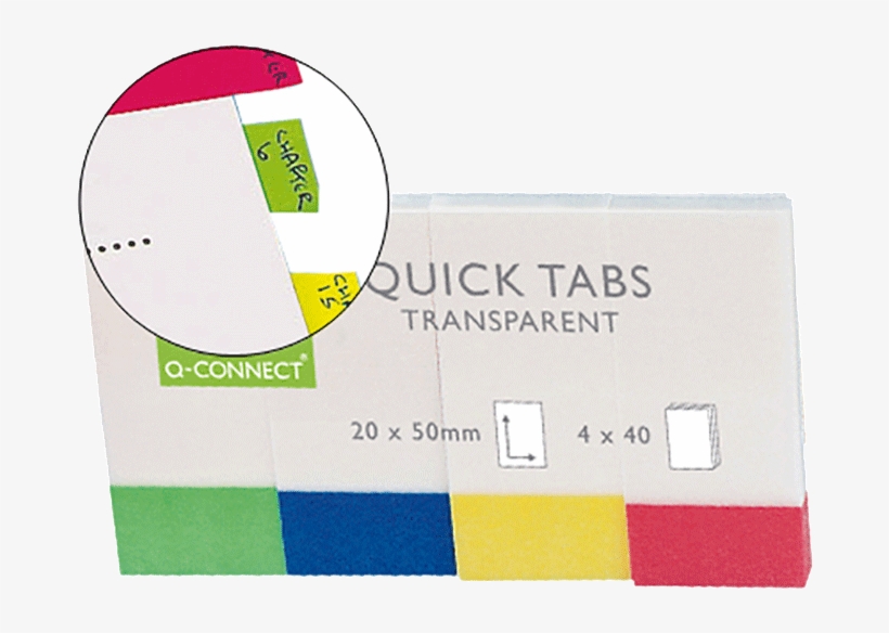 Banderitas - Q-connect Quick Tabs 20x50mm Transparent Pack, transparent png