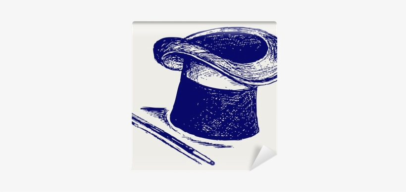 Fotomural Sombrero Mágico Con La Varita Mágica • Pixers® - Magic Hat Sketch, transparent png