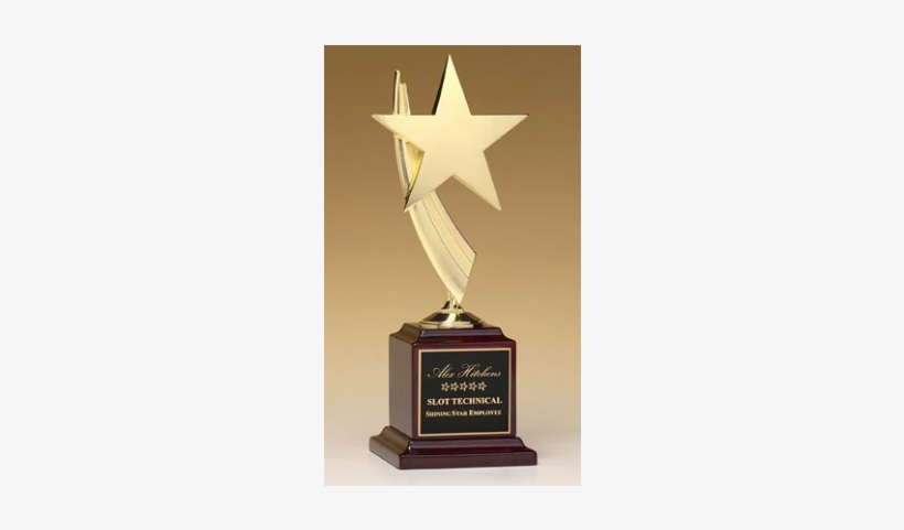 Cast Star Trophy On Rosewood Base - Goldtone Casting Star And Rosewood Award, transparent png