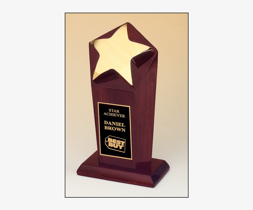 Gold Star Rosewood Podium Trophy, transparent png