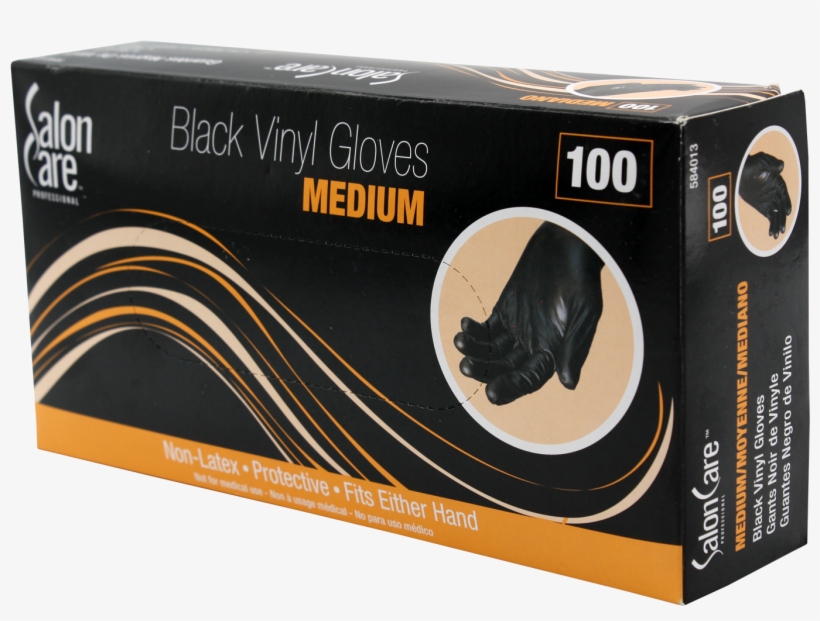 Salon Care T584052 Medium Black Vinyl Gloves, transparent png