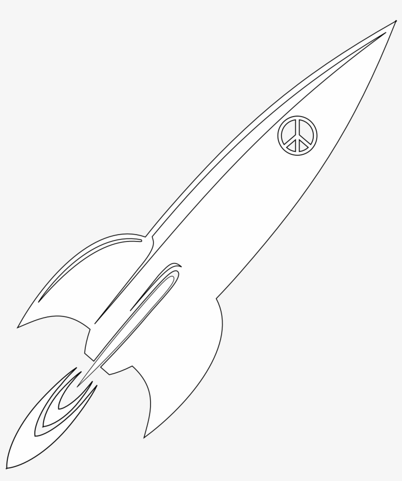 R Is For Rocket Black White Line Art Christmas Xmas - Knife, transparent png