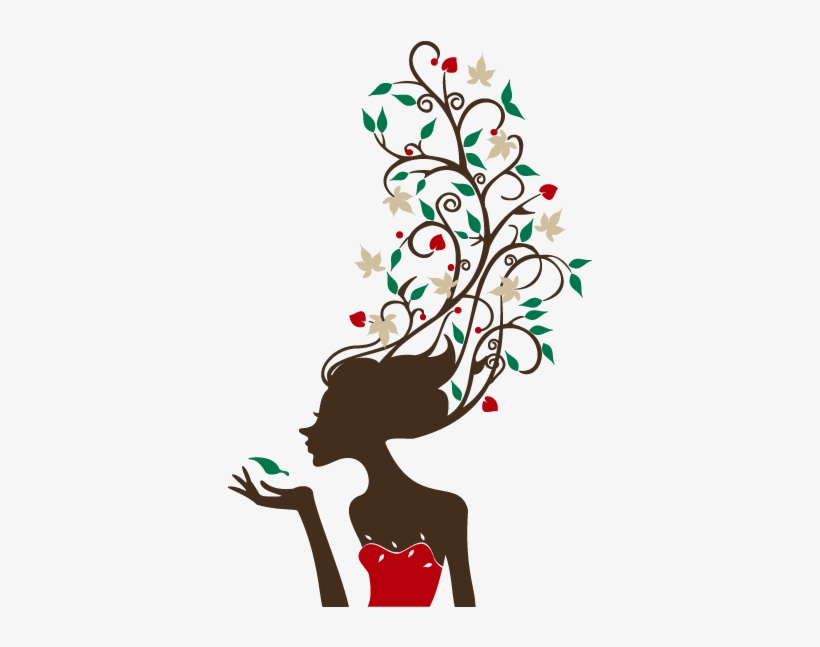 Vinilo Silueta Mujer Tropical - Vinilo Vidriera Primavera, transparent png