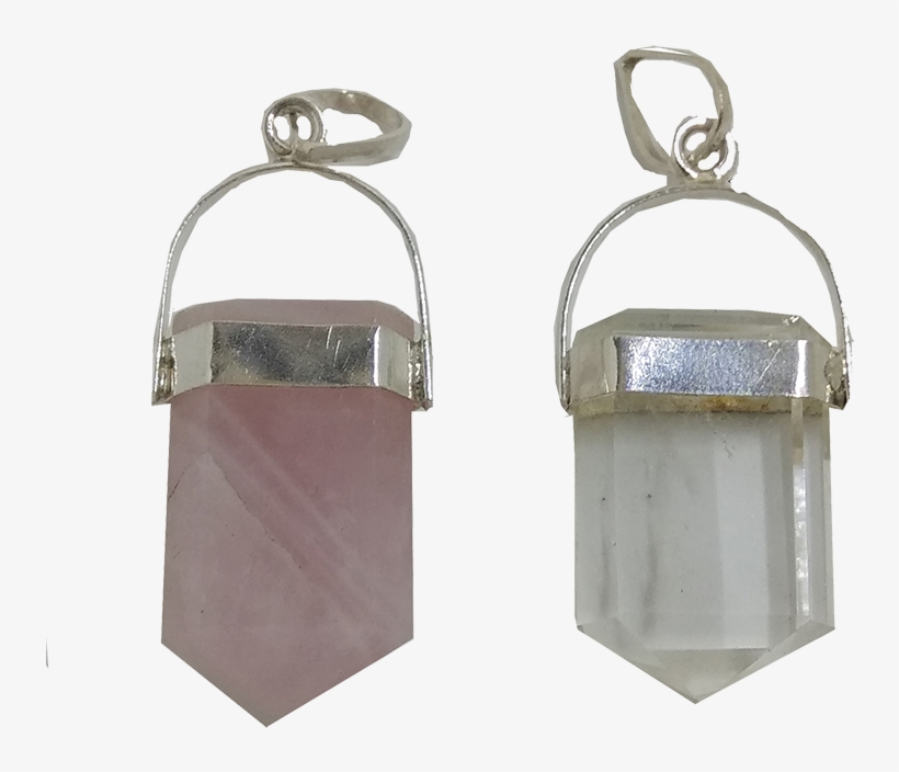 Couple Pendant Quartz Crystal & Rose Quartz New Design - Earrings, transparent png
