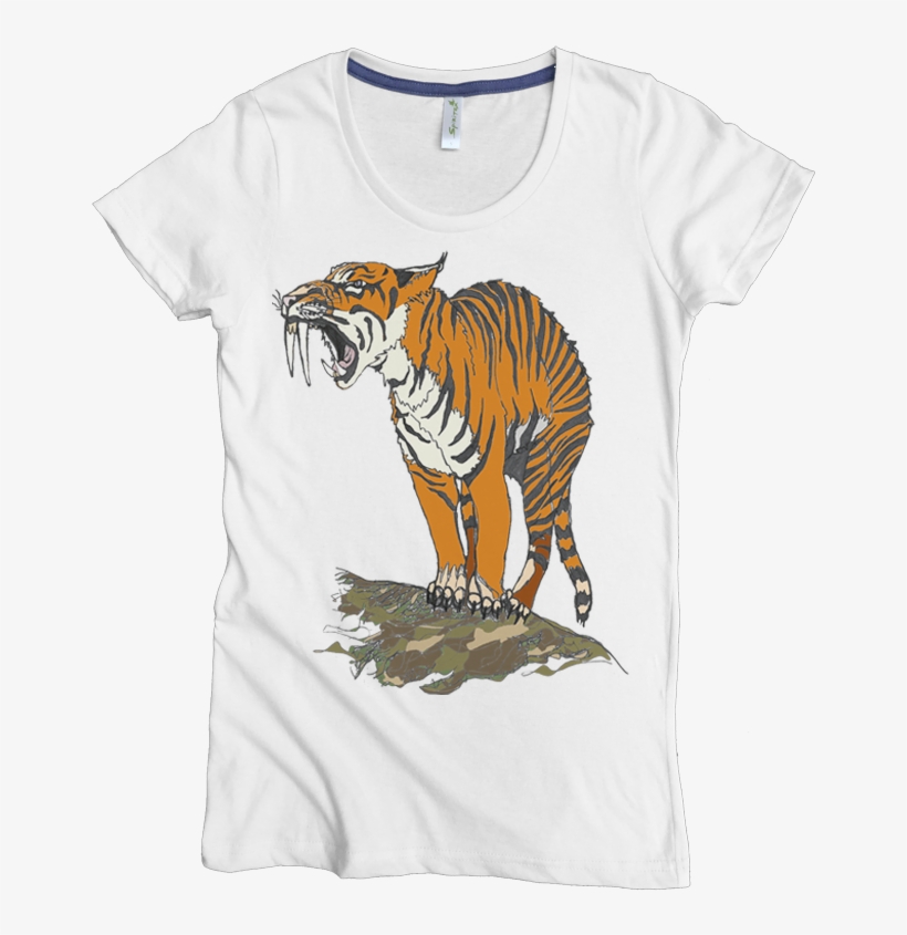 Sabertooth Tiger Printed On Women's Favorite Crew, transparent png