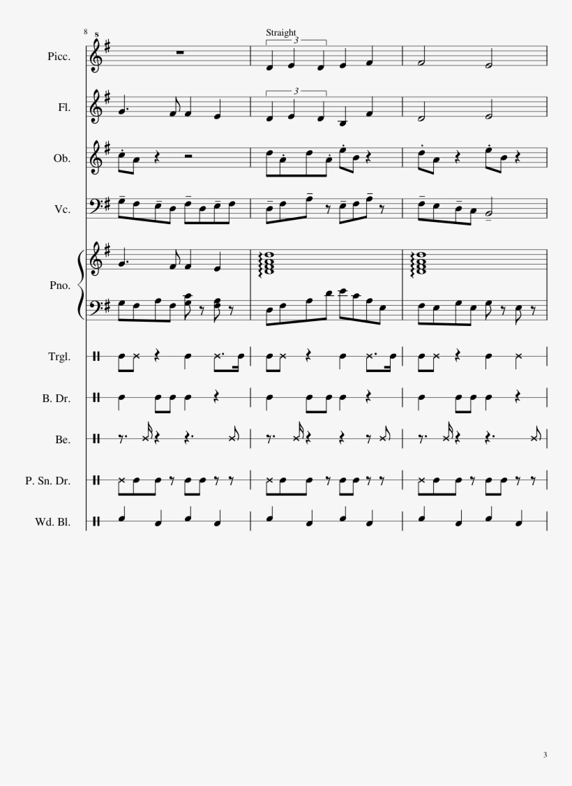 Rusty Cuckoo Clock Sheet Music Composed By Me 3 Of - Flute, transparent png