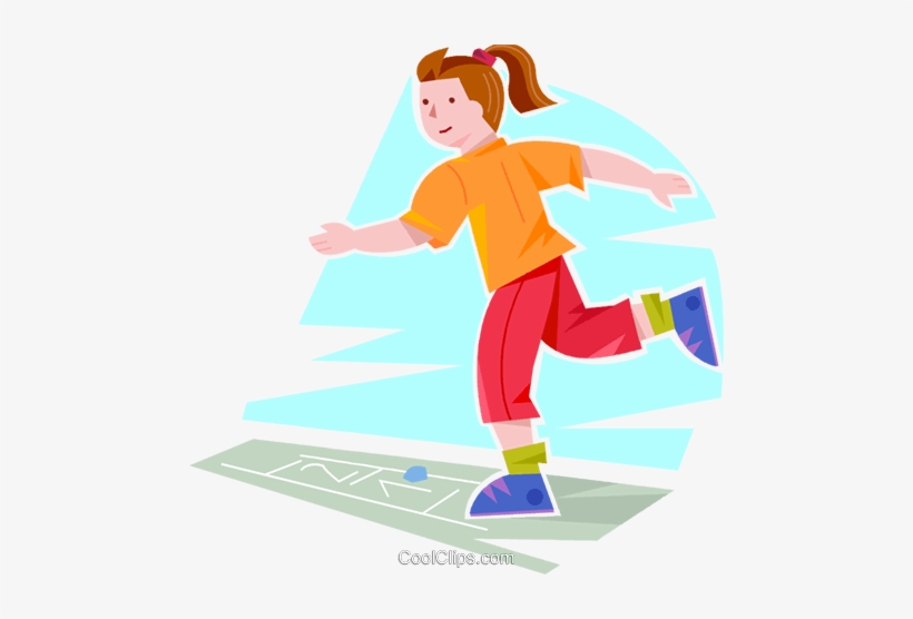Girl Playing Hopscotch Royalty Free Vector Clip Art - Clip Art, transparent png