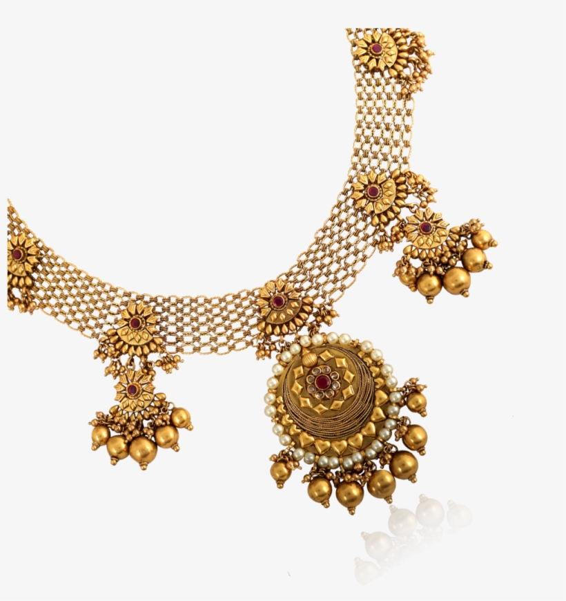 Antique Floral Grace Gold Necklace - Necklace, transparent png