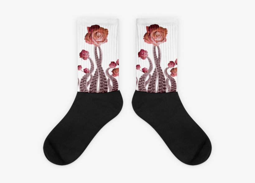 Pink Rose And Octopus Tentacle Surreal Socks - Sock, transparent png