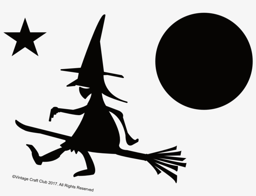 Witch, Moon & Stars Silhouette Image - Illustration, transparent png