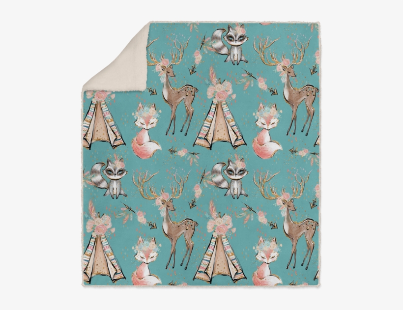 Woodland Animals Boho Sherpa Fleece Blanket - Blanket, transparent png