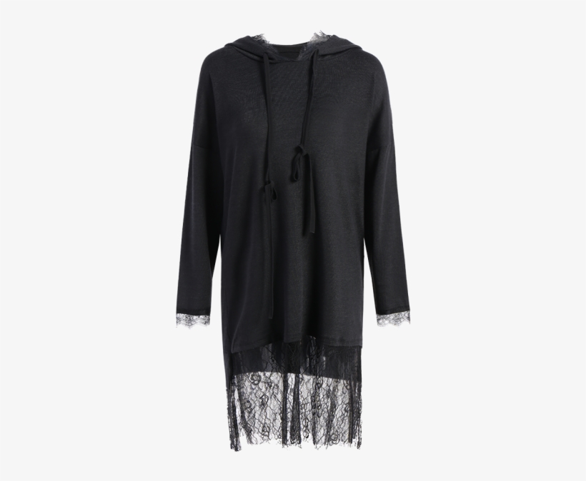 Mujer Encapuchado Panel Encaje Largo Suelto - Dress, transparent png