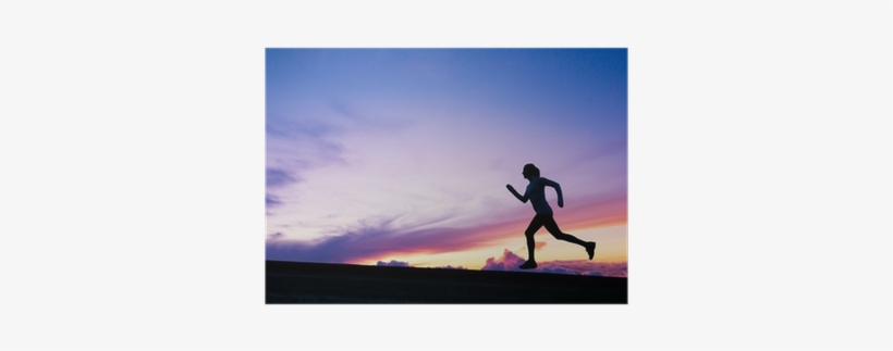 Female Runner Silhouette, Running Into Sunset Poster - Sprint - 400x400 ...
