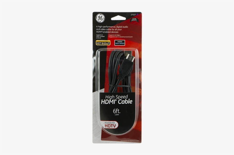 Ge Hdmi Cable, 6ft, Basic In Package Image - Ge Hdmi Cable, 6ft, Basic - 030878275378, transparent png