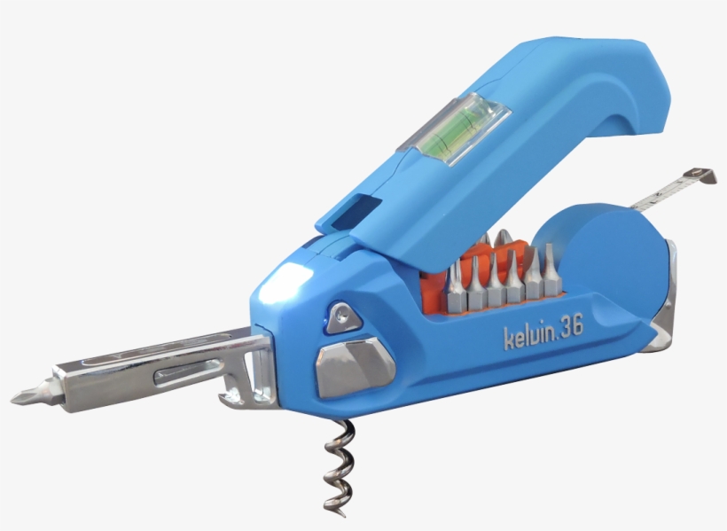 In Addition To The 16 Bit Flip Out Screwdriver, Tape - Kelvin Tools The Kelvin 36 Urban Ultra-tool - Blue, transparent png