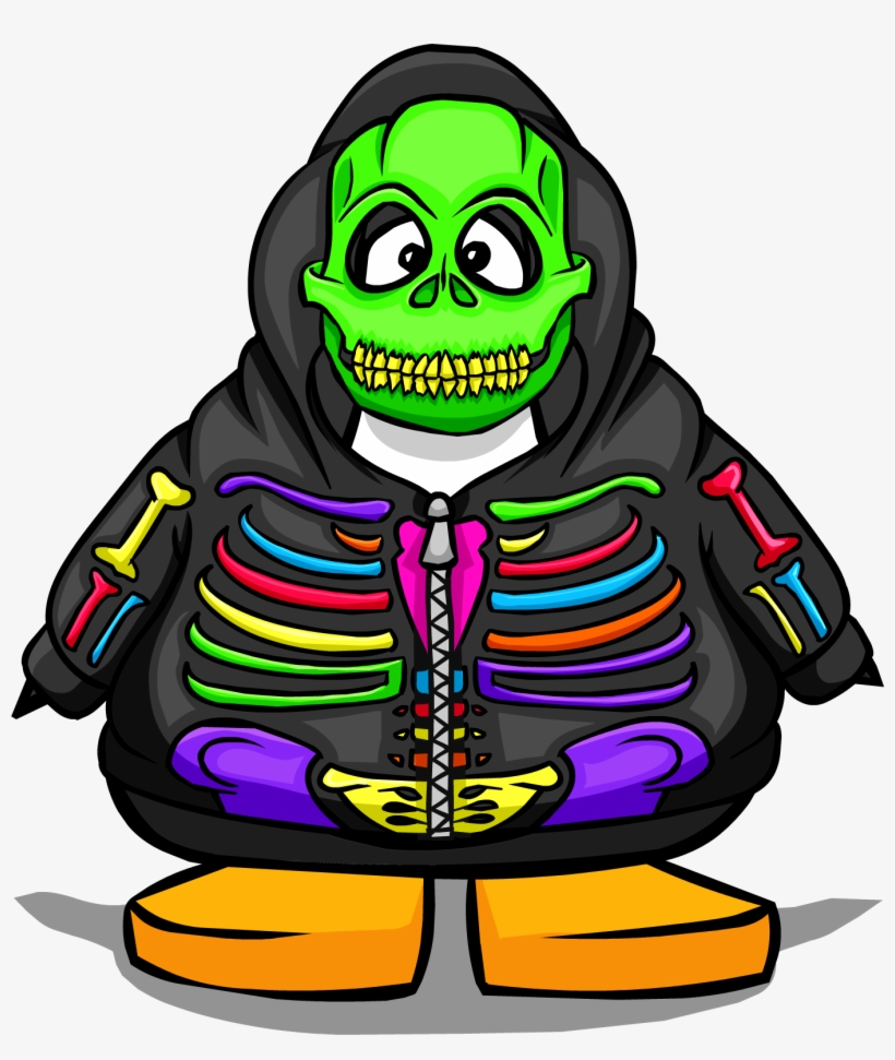 Neon Skeleton Hoodie From A Player Card - Club Penguin Black Belt, transparent png