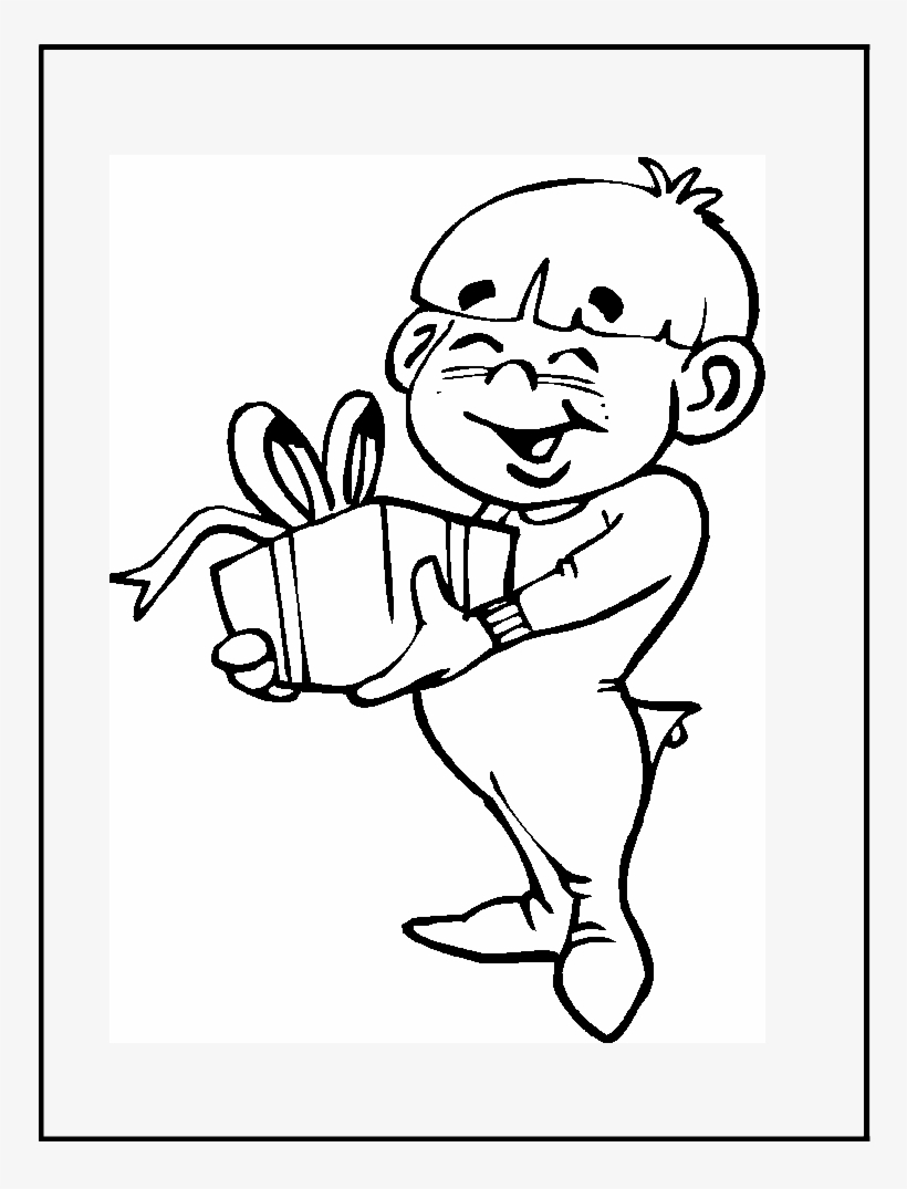 Nino Recibiendo Regalo De Navidad Para Iluminar - Cartoon Boy Opening Present, transparent png