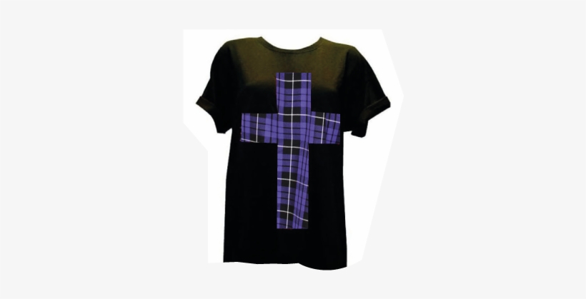 Pretty Disturbia Black Rockabilly Purple Tartan Cross - Tartan, transparent png