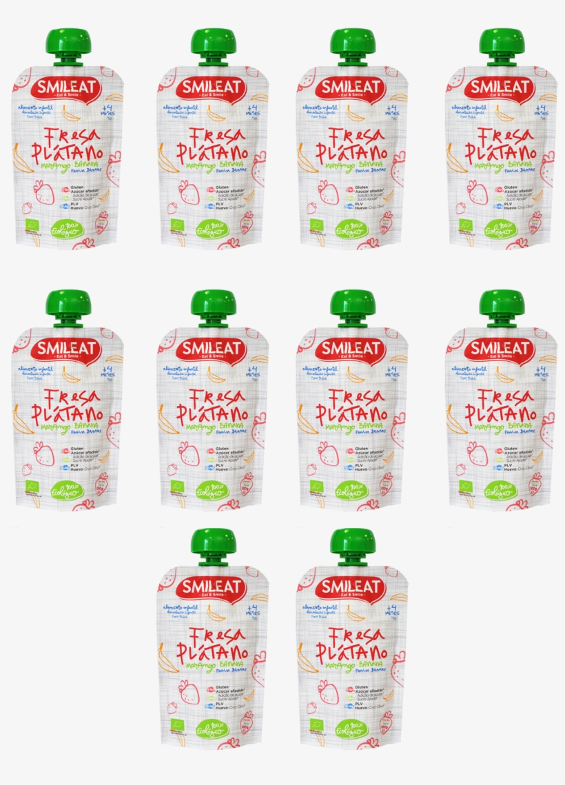 Packs Fresa Y Platano - Pouch De Fresa Y Platano Ecológico Smileat 100 G, transparent png