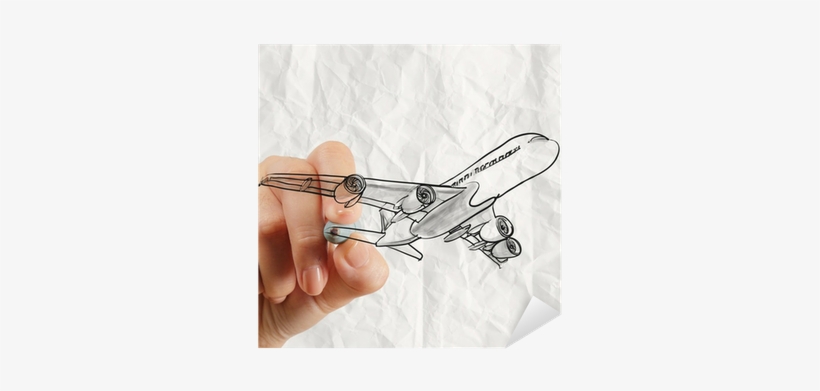 Vinilo Pixerstick Mano Avión De Dibujo Con El Fondo - Drawing, transparent png