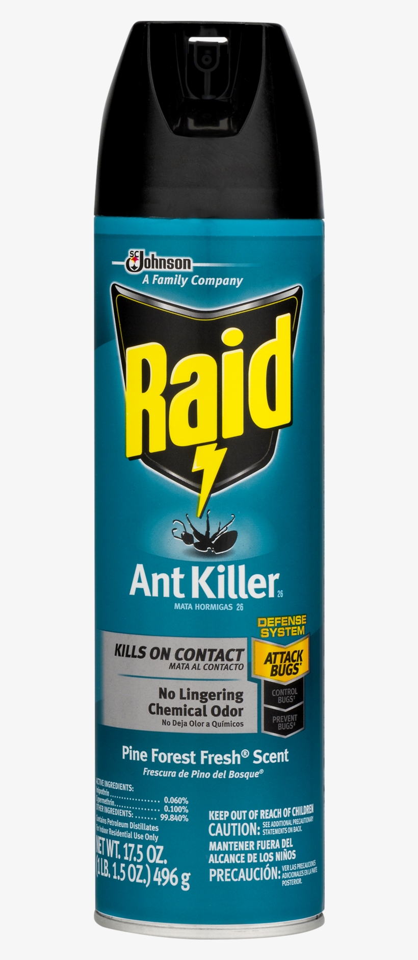 Raid Ant & Roach Killer Fragrance Free 17.5 Oz, transparent png