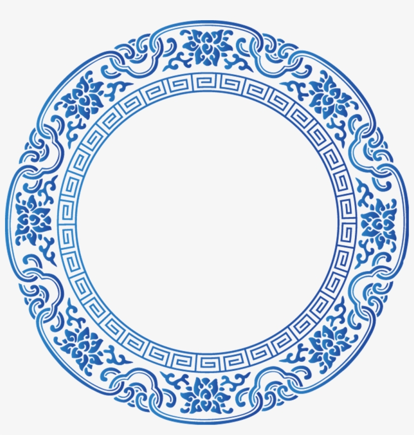 Frame Circleframe Border Chinese Asian Ftestickers - Pretty Blue Or Pink Round Ceramic Flower Hook Fastener, transparent png