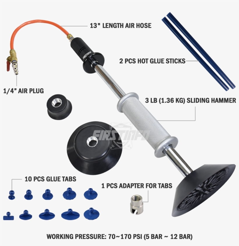 Air Dent Puller 10 Pcs Damage Repair Hot Glue Gun Set - Pneumatics, transparent png