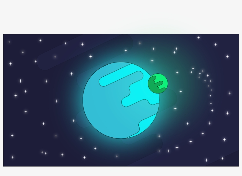 Cartoon Planet And Moon In Starry Night Sky - Circle, transparent png