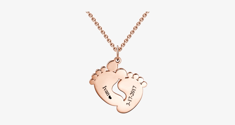 Baby Feet 925 Sterling Silver Personalized Engravable - Name Gold Necklace Png, transparent png