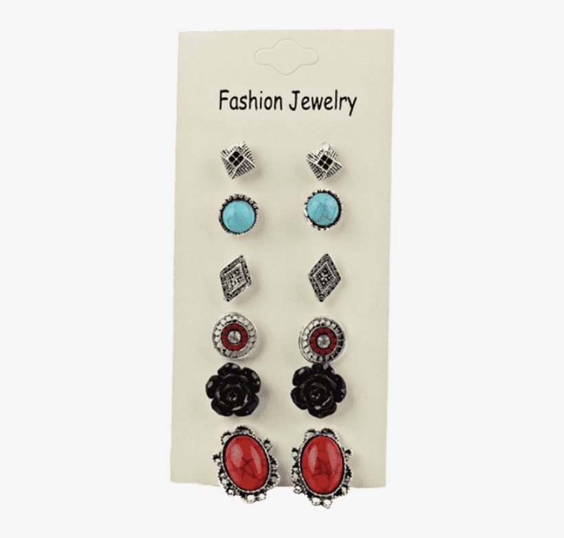 Zaful 6 Pares De Pendientes De Perno Surtido De Boho - Cheap Women Earring Vintage 6 Pairs Of Boho Faux Gem, transparent png