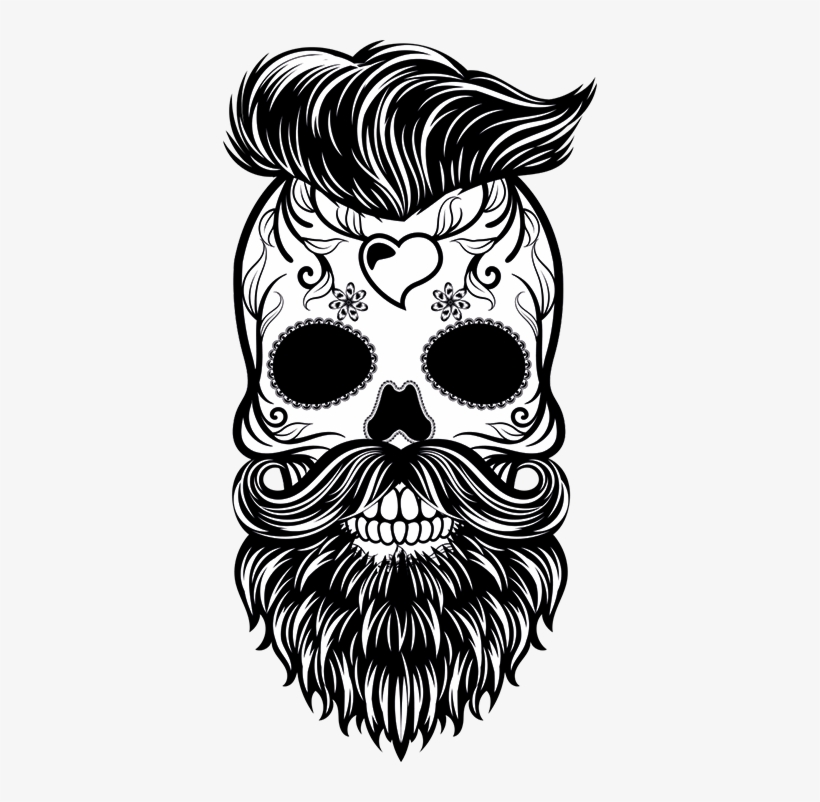 Hipster Skull Sticker - Mexican Skull Beard, transparent png