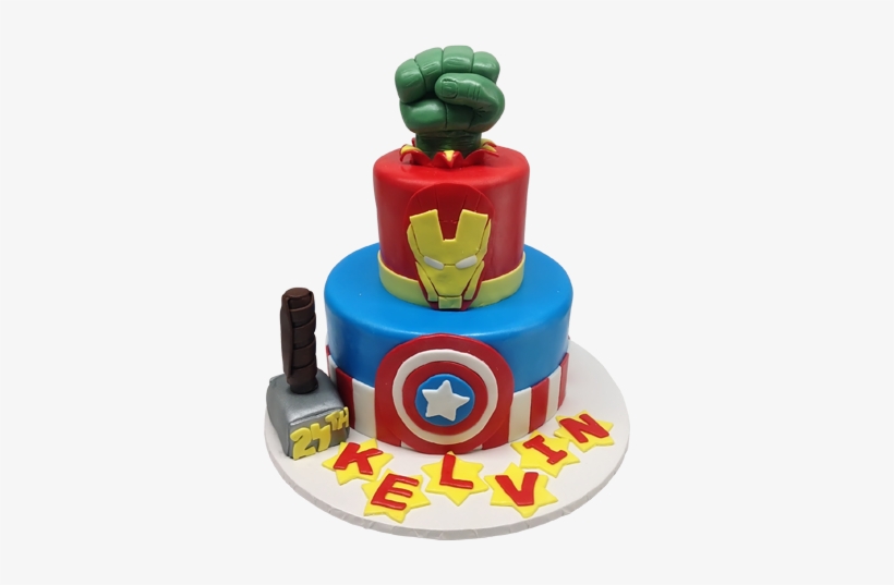 Marvel Heroes Tiered Cake - Birthday Cake Pic Of Avengers, transparent png