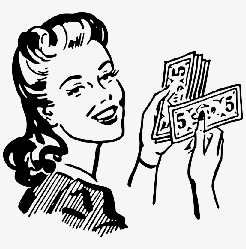 Money Woman Retro Style Saving Computer Icons - Retro Woman Clipart, transparent png