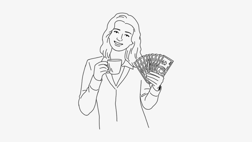 Illustration Of Woman Holding Money - Sketch, transparent png