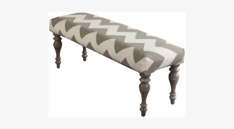 Bench Ivory & Taupe Design By Surya - 46" Winter White And Gray Chevron Upholstered Wool, transparent png