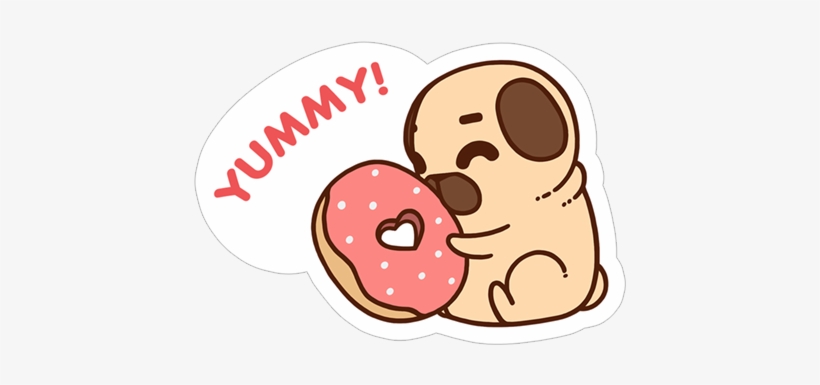 Yummy Cute Donnut Omnomnom Yamiyami Yummy - Pug In A Donut, transparent png
