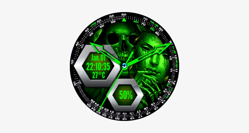 Green Skull Verde Chrono Preview, transparent png