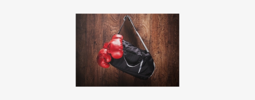 Sports Bag And Boxing Gloves Hanging On A Wall Poster - Rękawice Bokserskie Tapeta, transparent png