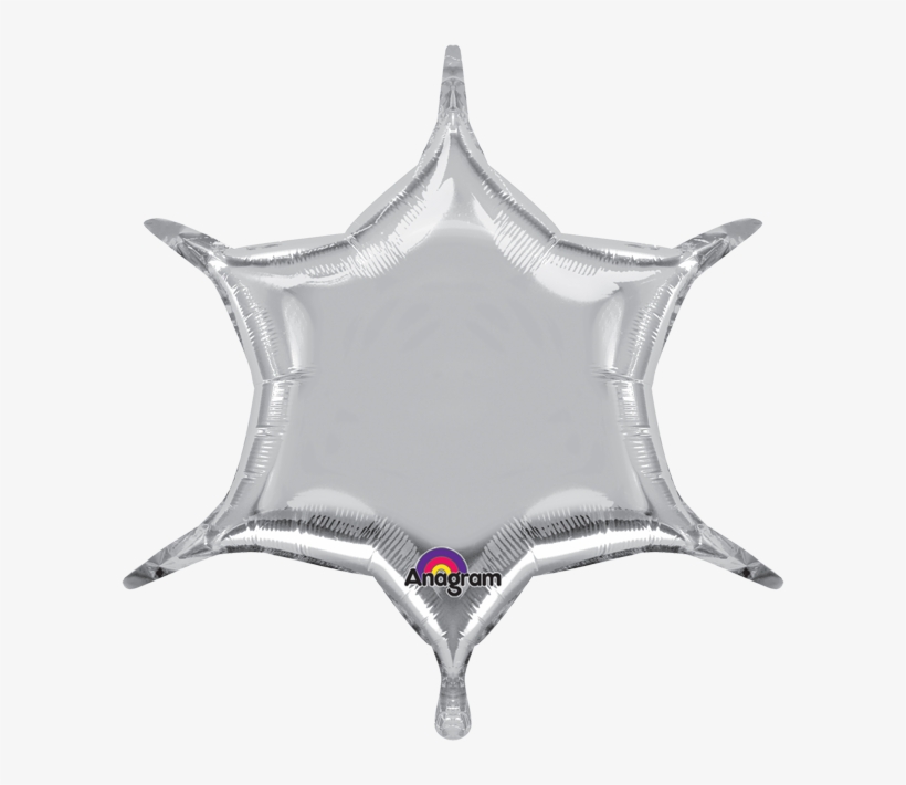 Silver 6-point Star - Metallic Silver 6 Point Star Balloon - 20" Foil (each), transparent png